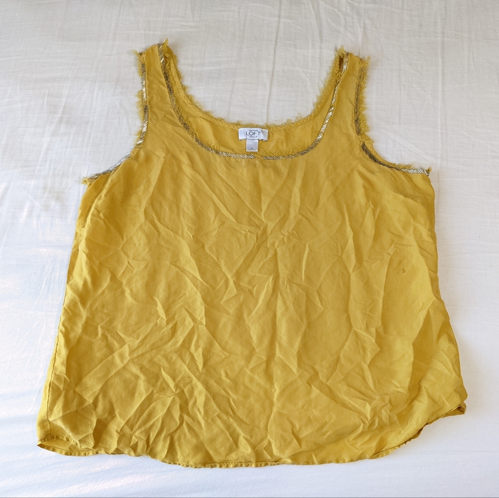 Ann Taylor Loft Silk Sleeveless Top Frayed Arms And Chest XL